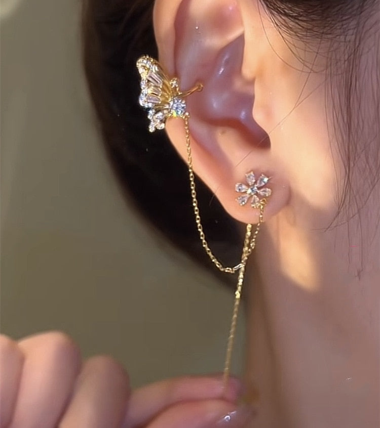 Shiny Crystal Butterfly Ear