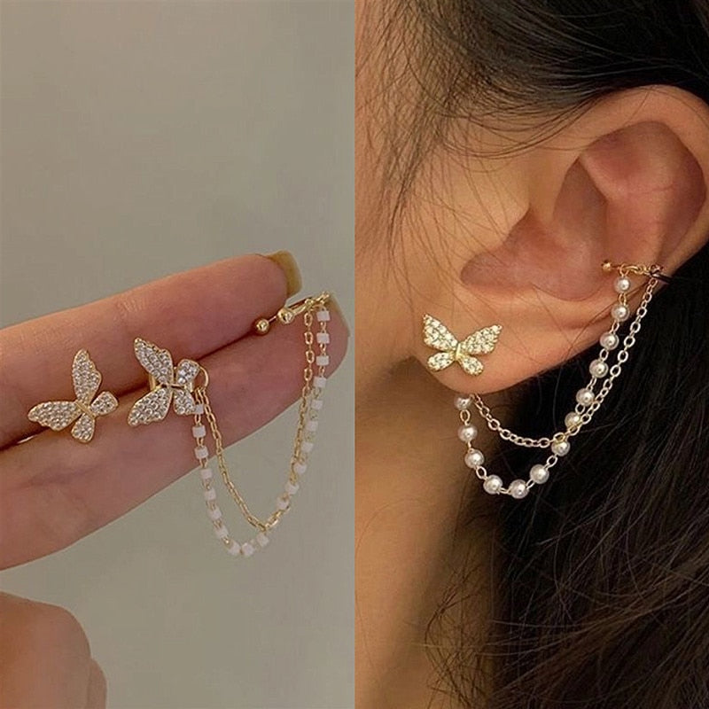 Shiny Crystal Butterfly Ear