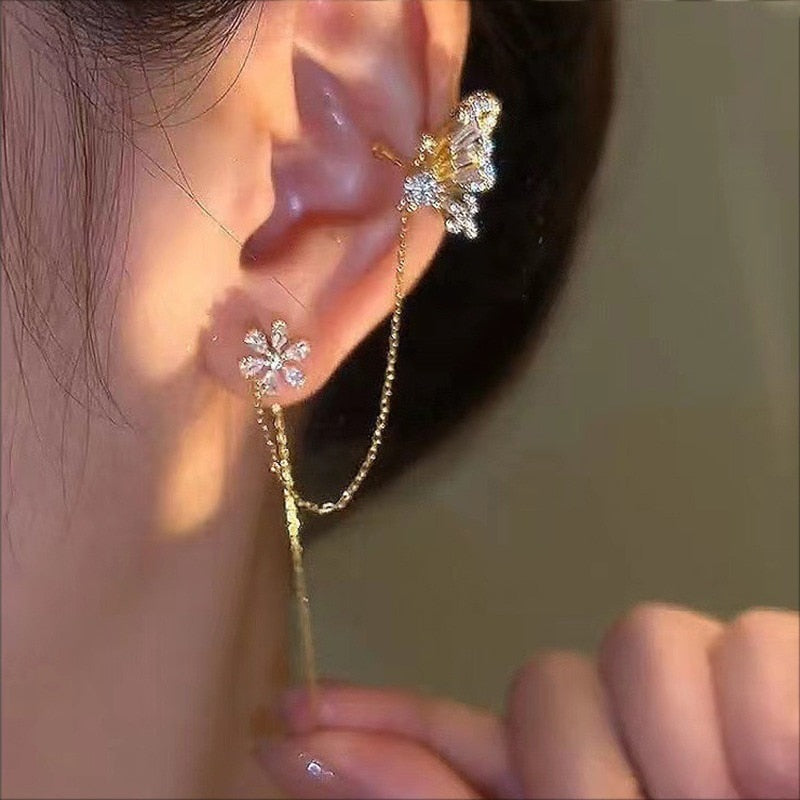 Butterfly Tassel Flowers Earrings
