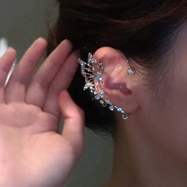 Shiny Crystal Butterfly Ear