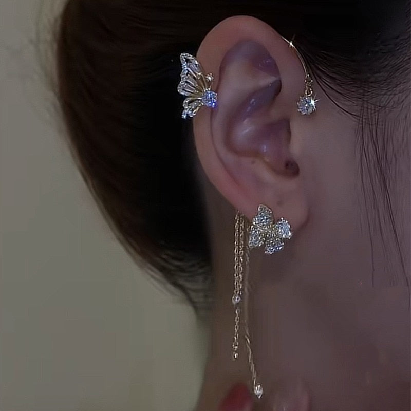Butterfly Tassel Flowers Earrings