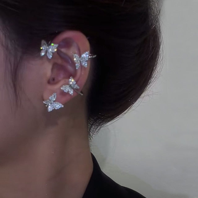 Shiny Crystal Butterfly Ear