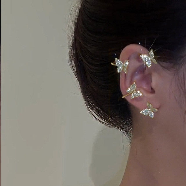 Shiny Crystal Butterfly Ear