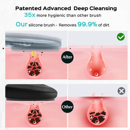 COSLUS FBS01 Rechargeable Facial Cleansing Brush - Travel-Friendly, Gentle Silicone with 5 Cleansing Modes for Deep Skin Care and Blackhead Removal in Hazy Blue