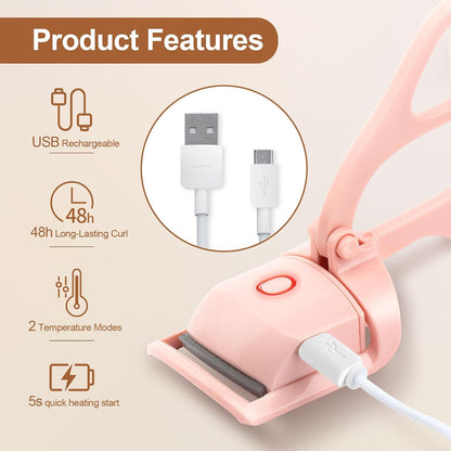 Rechargeable Heated Eyelash Curler with 2 Heat Modes
