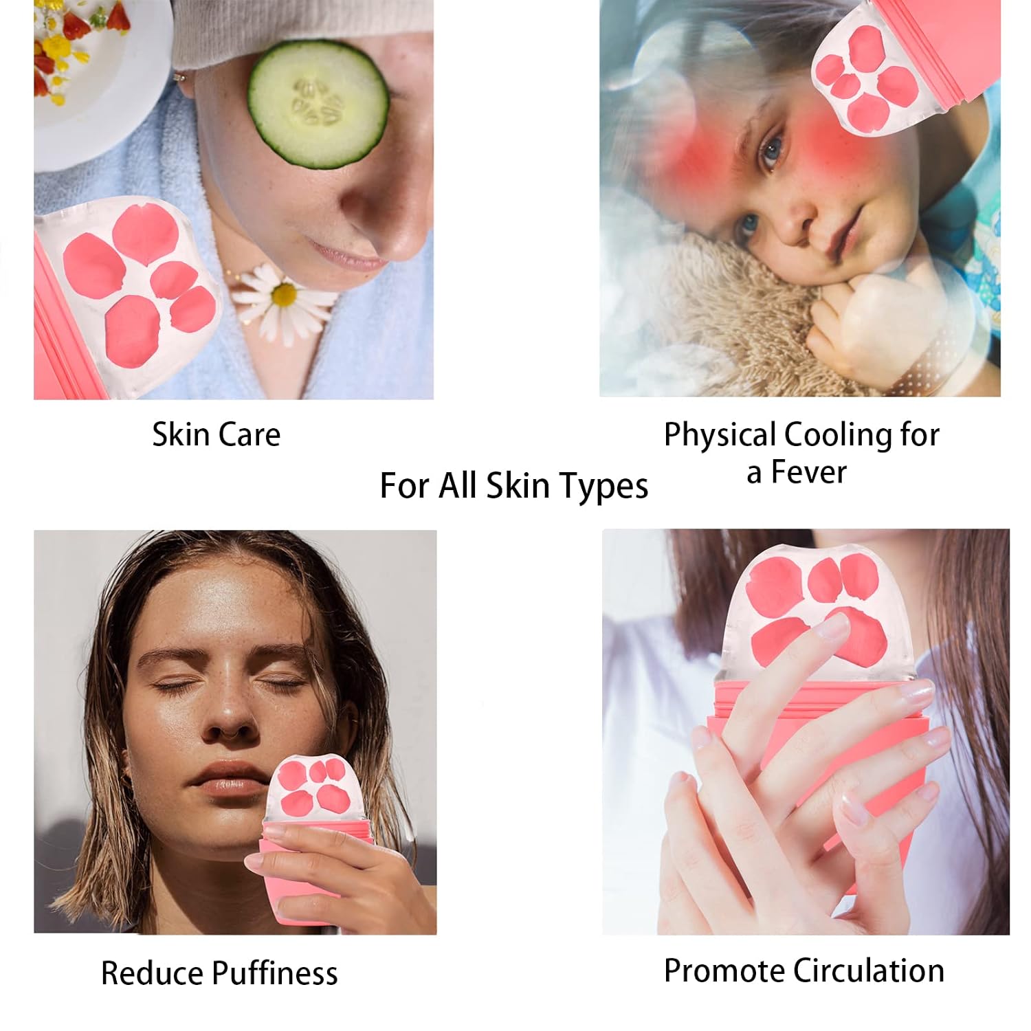 SaloniSalon Ice Glow Facial Roller – Reusable Silicone Ice Roller for Face & Eyes