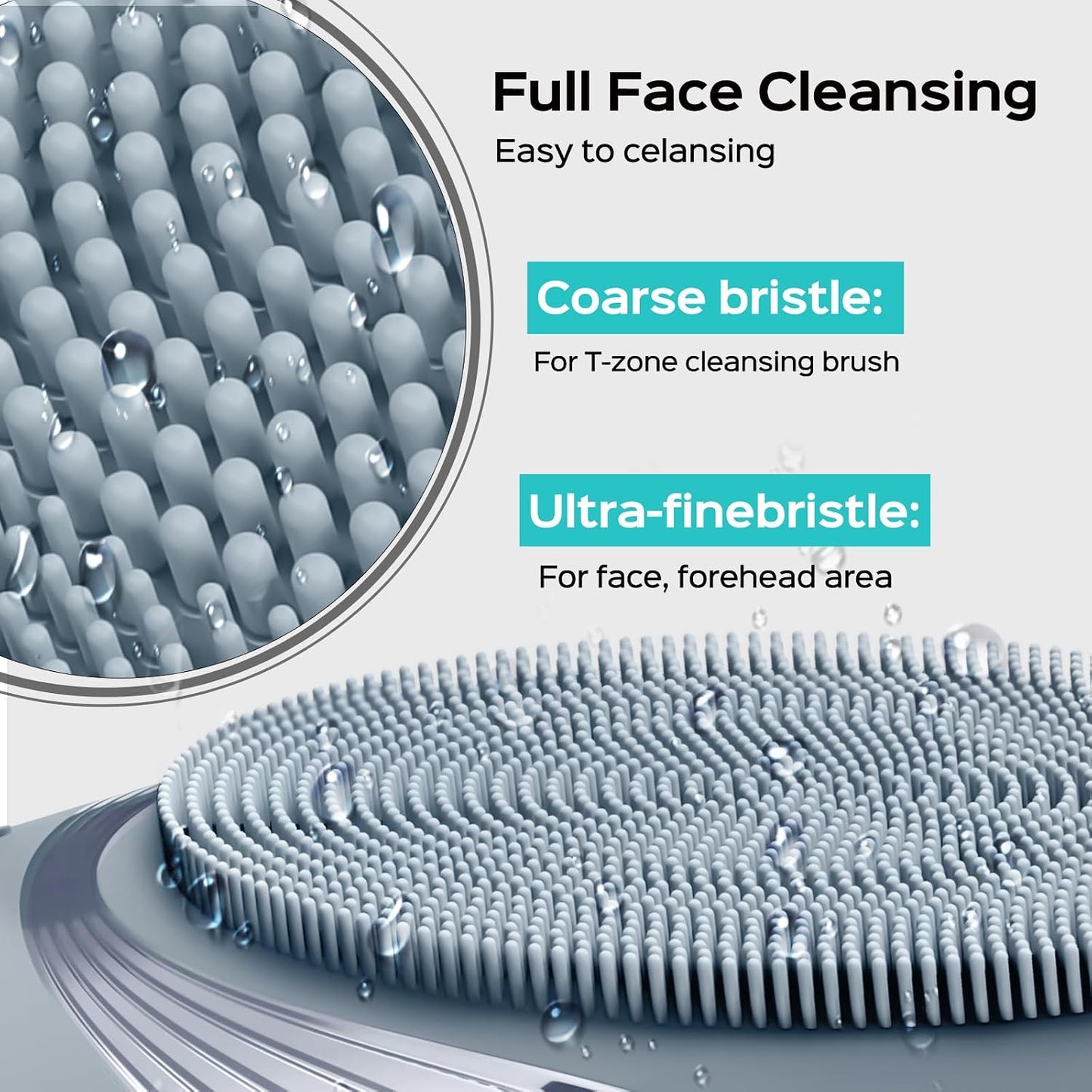 COSLUS FBS01 Rechargeable Facial Cleansing Brush - Travel-Friendly, Gentle Silicone with 5 Cleansing Modes for Deep Skin Care and Blackhead Removal in Hazy Blue