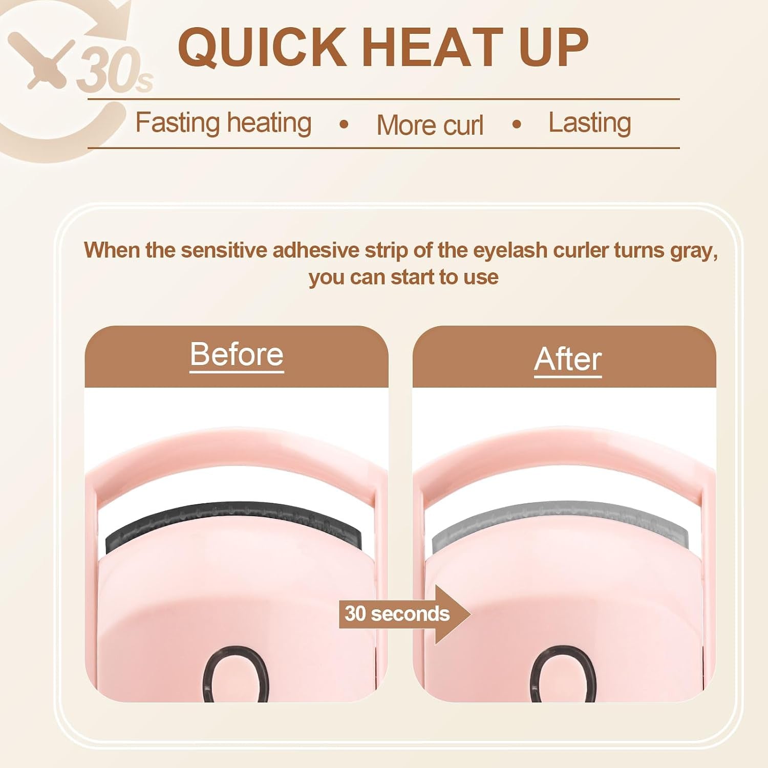 Rechargeable Heated Eyelash Curler with 2 Heat Modes